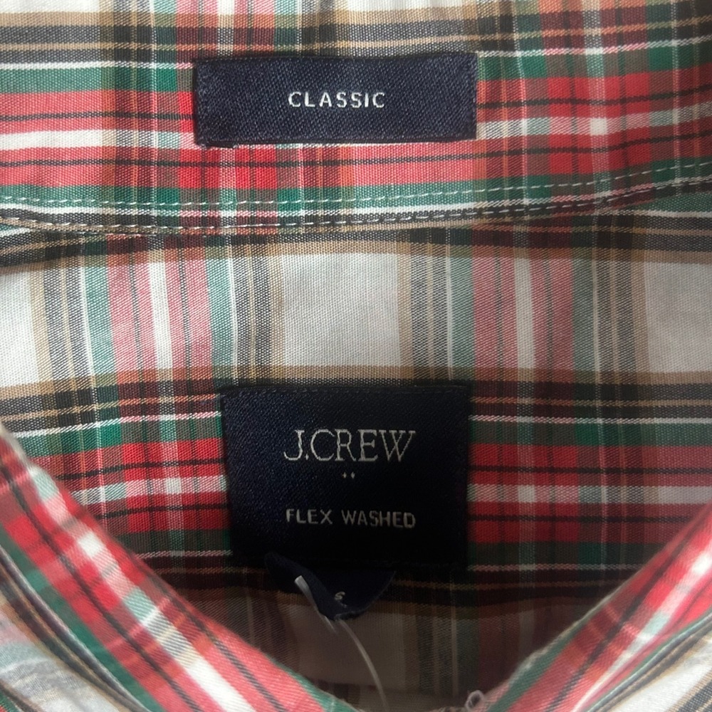 J.Crew Mens Flex Washed Classic Plaid Button Down Shirt Red Green Small NWT - Picture 5 of 8